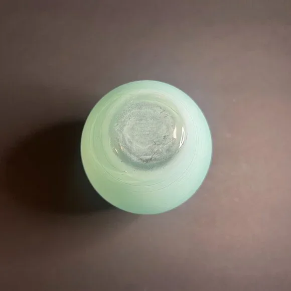 Hand Blown Blue Green Frosted Swirl Etched Art Glass Vessel Bud Vase 6 x 3.5" - Picture 6 of 6